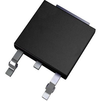 'Crna elektronička komponenta s tri metalna priključka, vjerojatno snažni tranzistor ili regulator napona.'