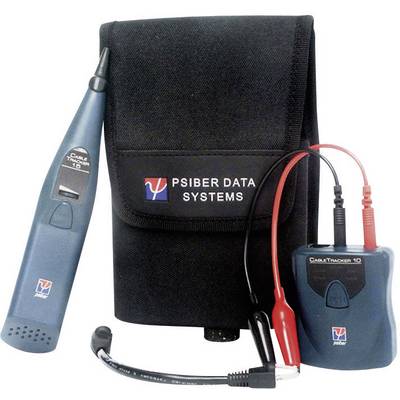 Set za praćenje kabela koji se sastoji od prijemnika, predajnika i crne torbe za nošenje, označen natpisom 'Psiber Data Systems'.
