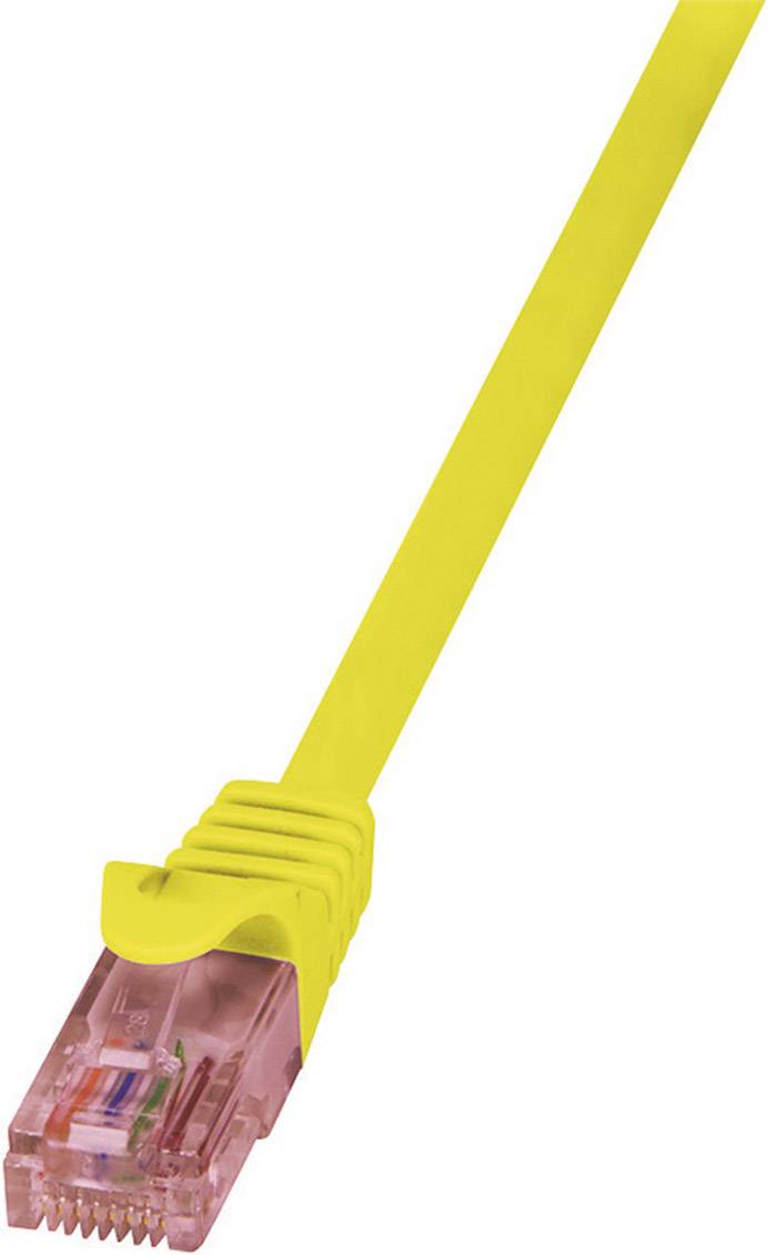 LogiLink CQ2017U RJ45 mrežni kabel, Patch kabel CAT 6 U/UTP 0.25 m žuta vatrostalan, sa zaštitom za nosić 1 St.