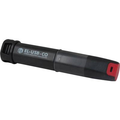 Crno, cijevasto uređaje s natpisom 'EL-USB-CO', logarom podataka za ugljikov monoksid, pogodan za mjerenje CO vrijednosti.