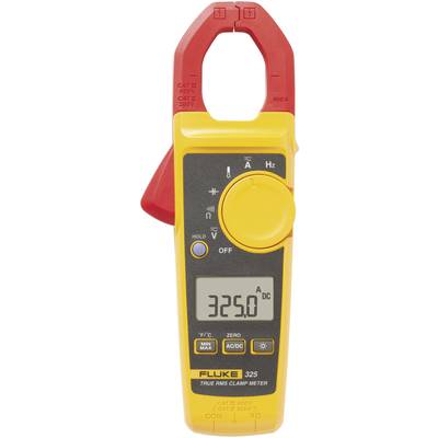 Digitalni mjerni uređaj za stezanje s LCD zaslonom od 325,0 ampera istosmjerne struje, kućišta žuto-crvene boje, ljestvicama i upravljačkim tipkama.