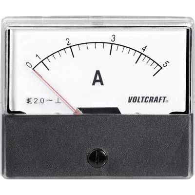 Analogni ampermetar tvrtke Voltcraft sa skalom od 0 do 5 ampera, pokazuje 1,0 ampera.