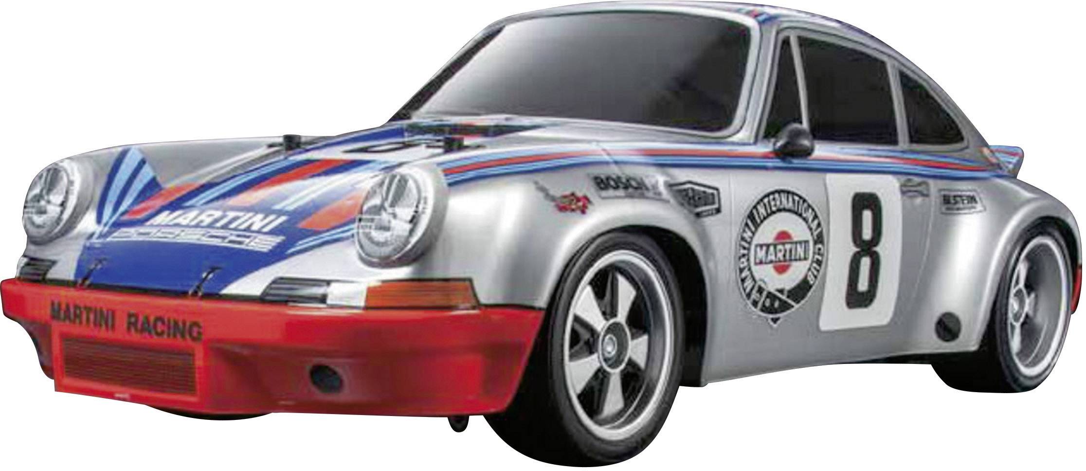 Srebrni autić igračka s naljepnicama 'Martini Racing' i brojem 8 sa strane, dizajniran u retro stilu utrkaćkih automobila.