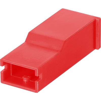 Crveni, pravokutni plastični mrežni adapter s otvorenim krajem koji služi kao spojni element.