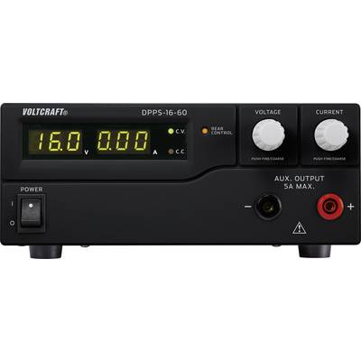 Laboratorijski mrežni uređaj VOLTCRAFT DPPS-16-60 s digitalnim zaslonom, prikazuje 16,0 V i 0,00 A. Tipke za napon i struju, maksimalna snaga 5 A.