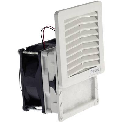 Bijela ventilacijska rešetka sa ventilatorom postavljenim iza nje, prikazana sa strane. Podesna za tehničke ventilacijske sustave.