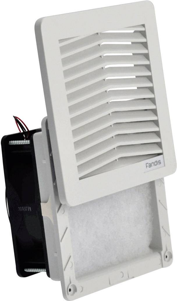 Ventilacijski rešetkasti poklopac s integriranim ventilatorom i filterom, pogodan za hlađenje ili ventilaciju električnih sklopova ili kućišta.