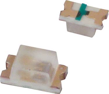 Dvije SMD LED-diode prikazane pod različitim kutovima; jedna sa prozirnim kućištem, druga s zelenom oznakom na bijeloj pozadini.