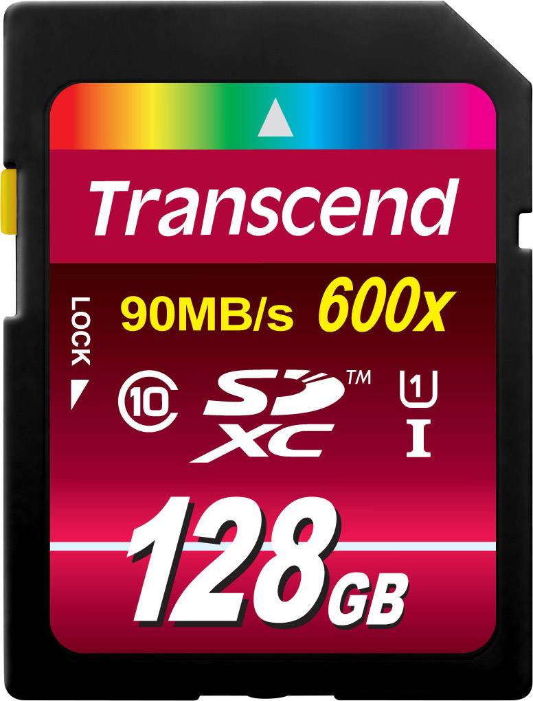 128GB SDXC memorijska kartica od Transcenda sa brzinom čitanja od 90 MB/s i klasifikacijom od 600x.