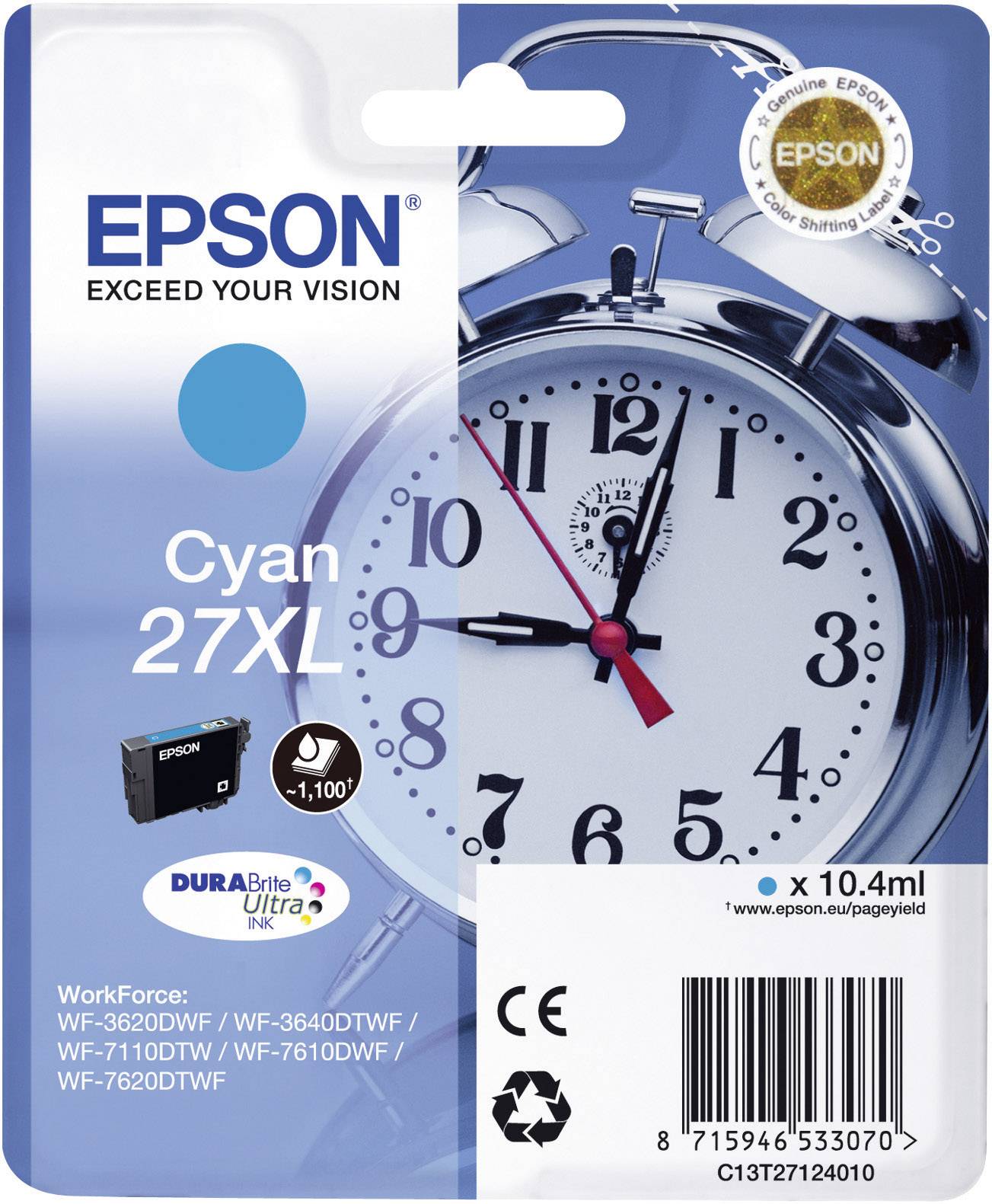 Epson tinta 27XL original cijan C 13 T 27124010