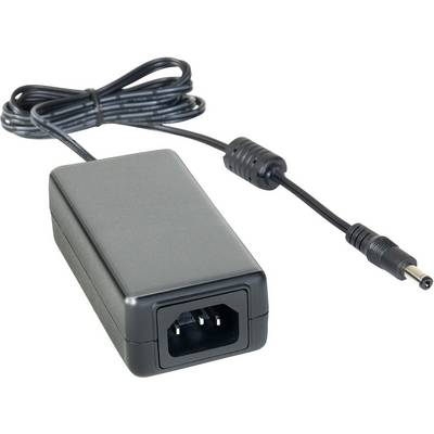 Crni mrežni adapter s kabelom i utikačem. Pogodan za napajanje elektroničkih uređaja.