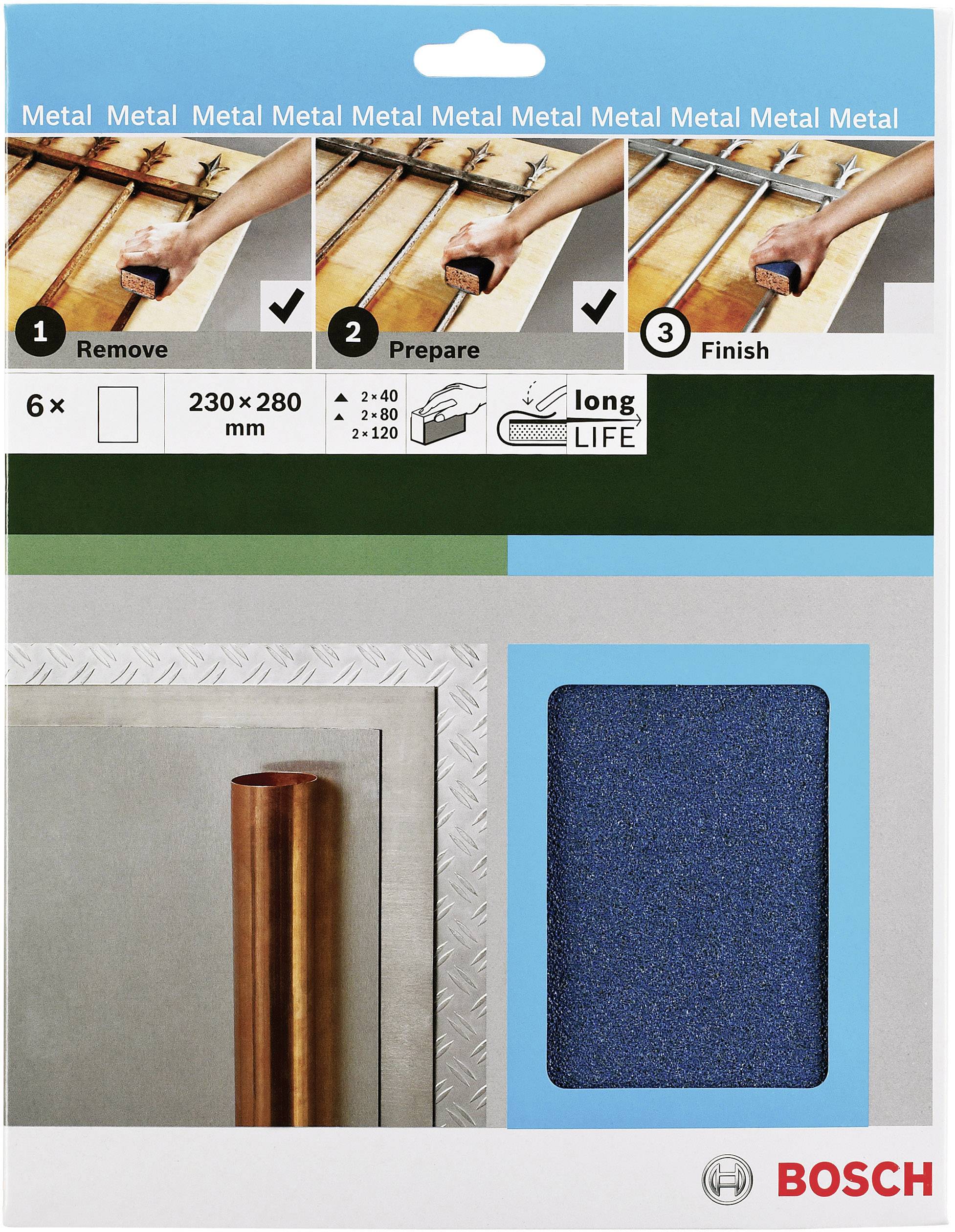 Bosch Accessories 2609256C43 Handschuurpapierset Korrelgrootte (num) 40, 80, 120 (l x b) 230 mm x 280 mm 1 set(s)