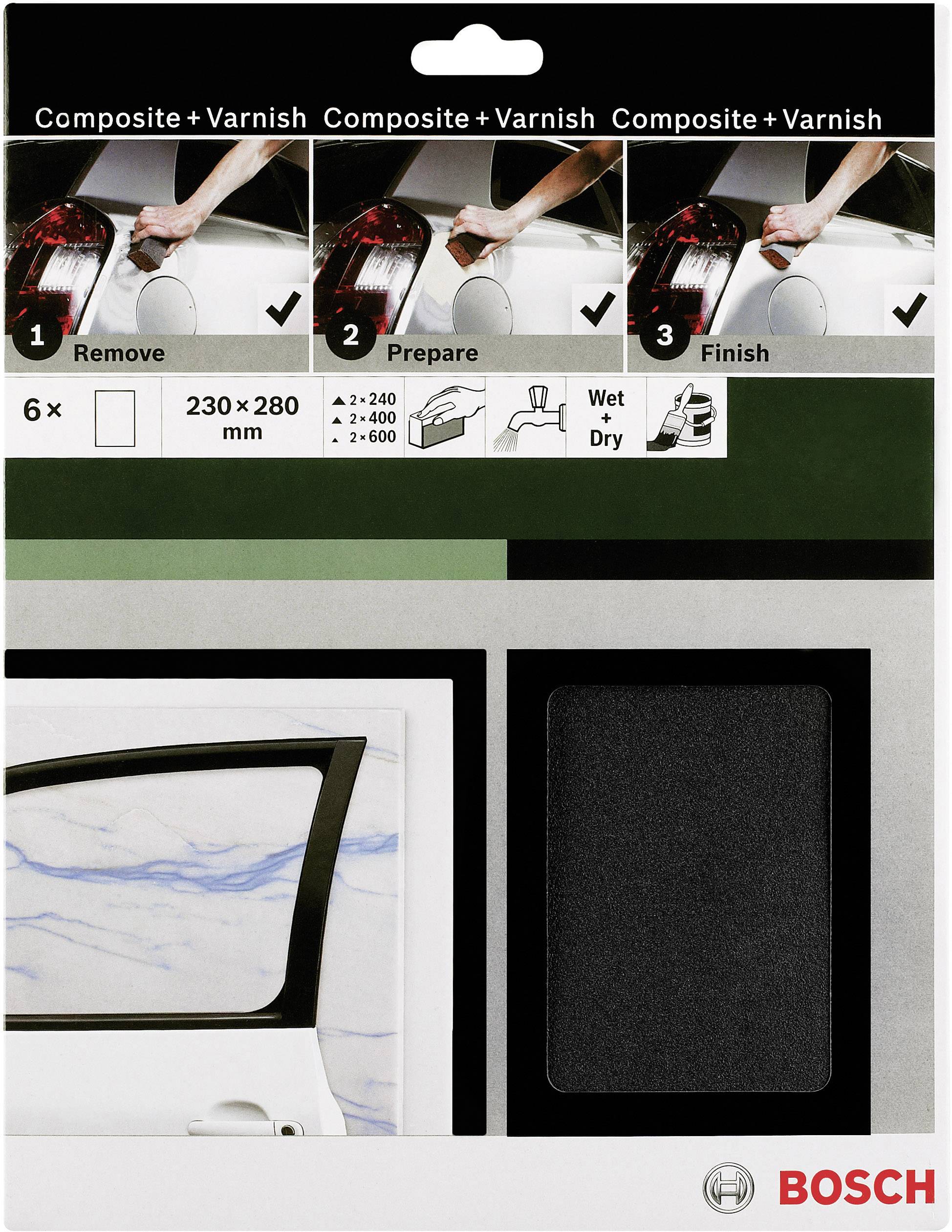 Bosch Accessories 2609256C47 Handschuurpapierset Korrelgrootte (num) 240, 400, 600 (l x b) 230 mm x 280 mm 1 set(s)