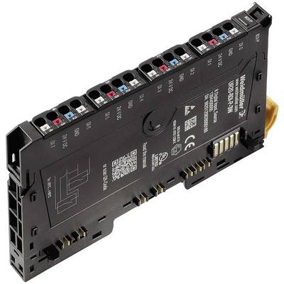 Crna elektronička ploča s više priključaka na vrhu, vidljivim oznakama i QR kodom na prednjoj strani.