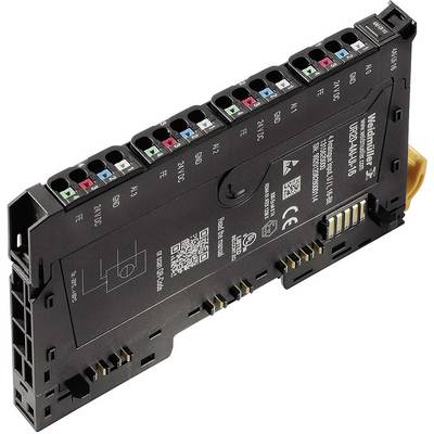 Elektronički modul s nekoliko mrežasto obojenih priključaka i oznakama, vjerojatno za industrijske ili tehničke primjene.