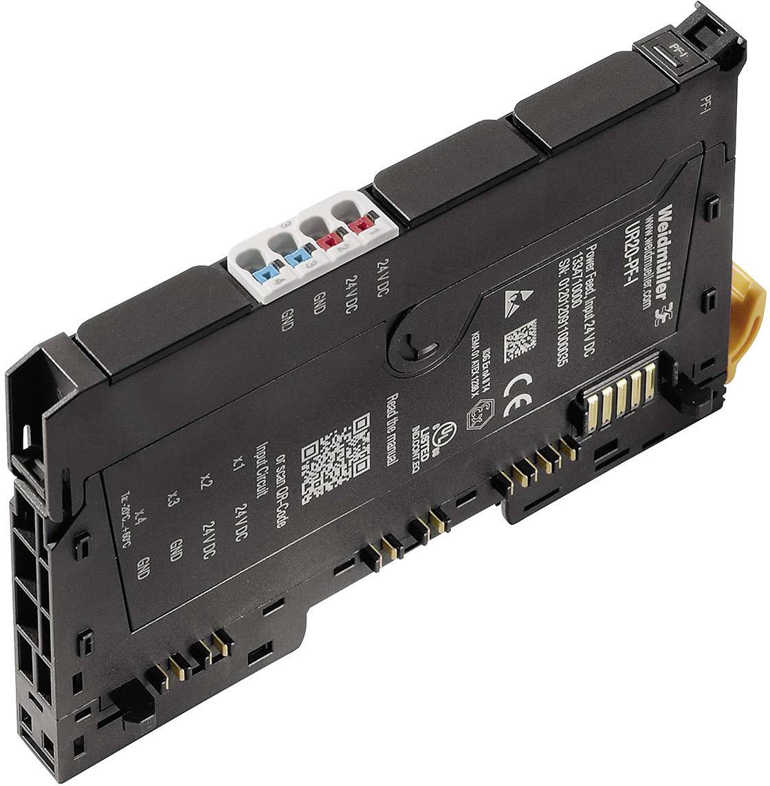 Elektronički uređaj s više priključaka i tehničkim oznakama, vjerojatno modul za industrijske primjene.