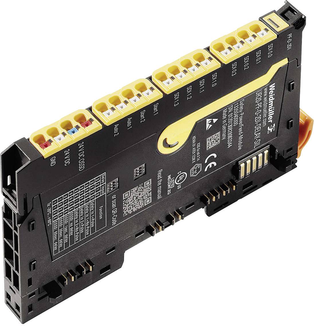 Elektronički modul s više priključnih stezaljki i oznakama za upravljačke sustave. Marka 'Wago', Model 750-530.