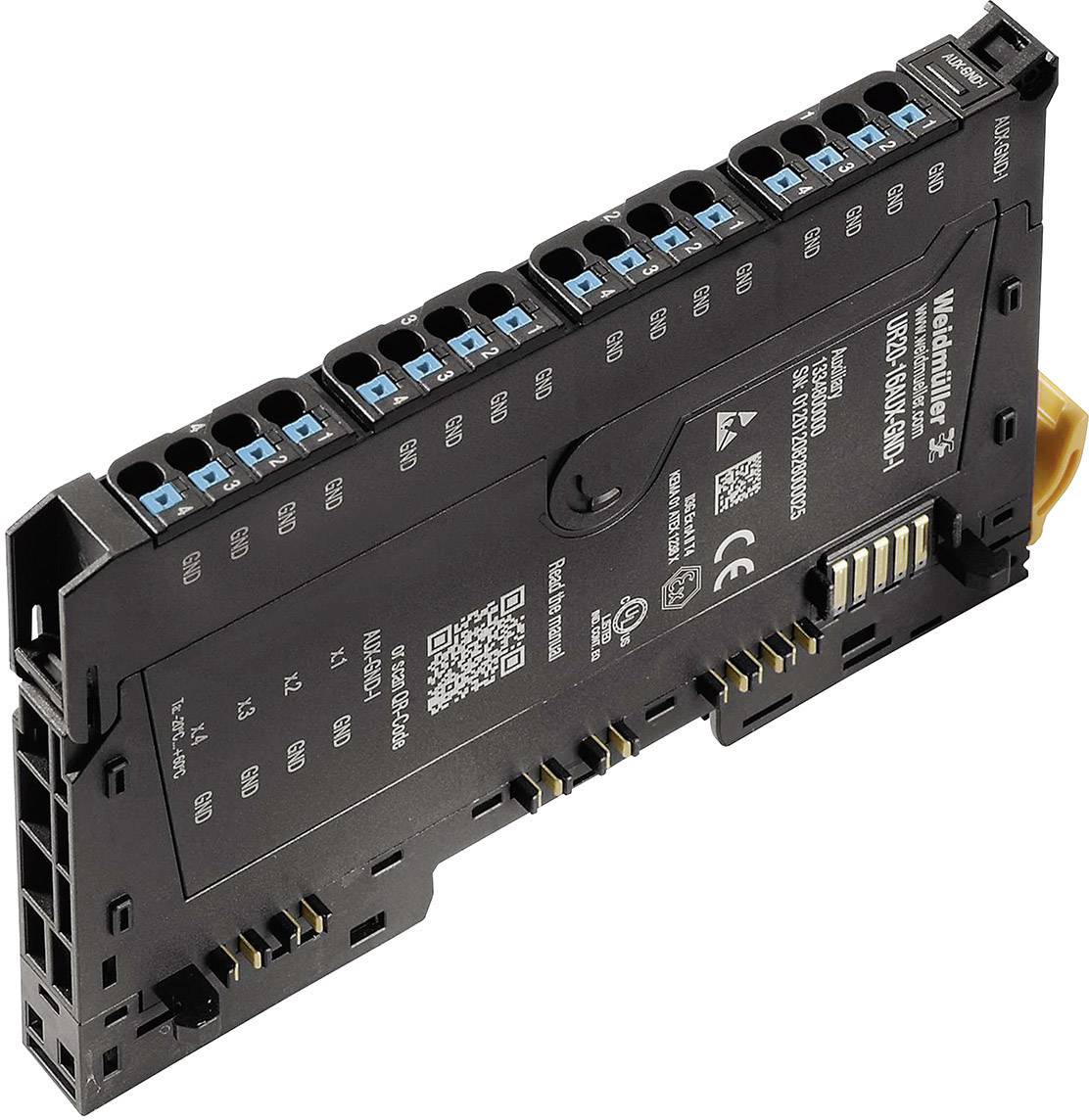 Crni Weidmüller-terminalni blok modul s plavim priključnim stezaljkama, model A2C 10 WE, pogodan za industrijske električne spojeve.