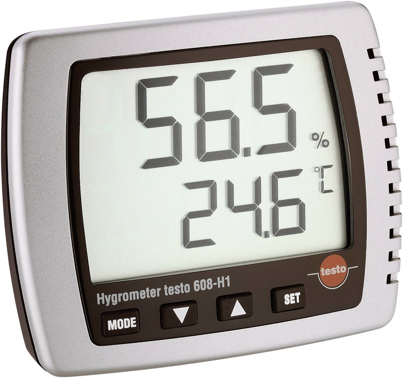 Digitalni higrometar pokazuje 56,5% relativne vlažnosti i 24,6 °C temperature.