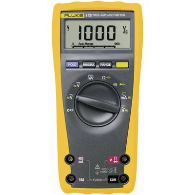 Digitalni multimetar žute boje pokazuje '1000 V AC' na zaslonu. Ima okretni birač i različite mogućnosti mjerenja.