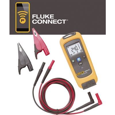 Digitalni multimetar s kabelima i stezaljkama prikazuje 'Fluke Connect' na zaslonu. Koristi se za mjerenje elektrnih vrijednosti.