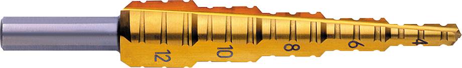Exact 05377 HSS Frees-stappenboor Gezamenlijke lengte 80 mm TiN 3 vlakken schacht 1 stuk(s)