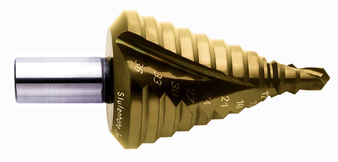 Exact 07035 HSS Getrapte boor Gezamenlijke lengte 86 mm TiN 3 vlakken schacht 1 stuk(s)