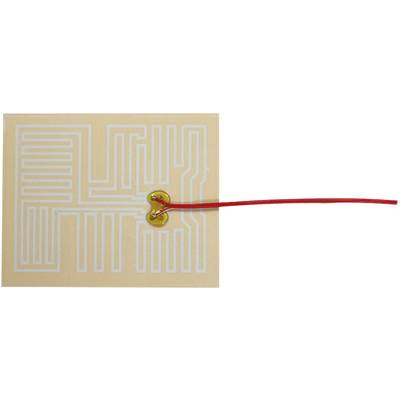 Pravokutni električni grijač s labirintskim dizajnom zavojnice; crveni kabel je priključen.