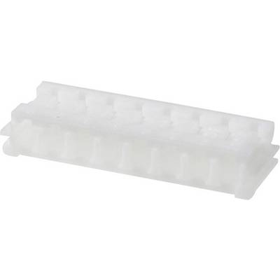 Bijeli, pravokutni plastični utikač s više iglica raspoređenih na jednoj površini. Koristi se u elektroničkim uređajima.