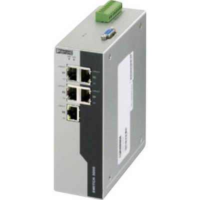 Sivi industrijski switch s više mrežnih priključaka i zelenom trakom priključaka na vrhu, pogodan za industrijske primjene.