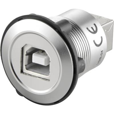 USB priključak u cilindričnom metalnom kućištu s stražnjom stranom. Gornji dio prikazuje CE oznaku.