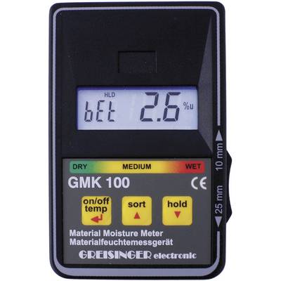 Greisinger GMK 100 mjerač vlage materiala  Raspon mjerenja vlage (raspon) 0 do 8 % vol Raspon mjerenja vlage drva (raspo