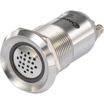 Okrugli metalni zujalica s ventilacijskim otvorima, pogodan za 12V sustave. Često se koristi u uređajima za akustičko signaliziranje.