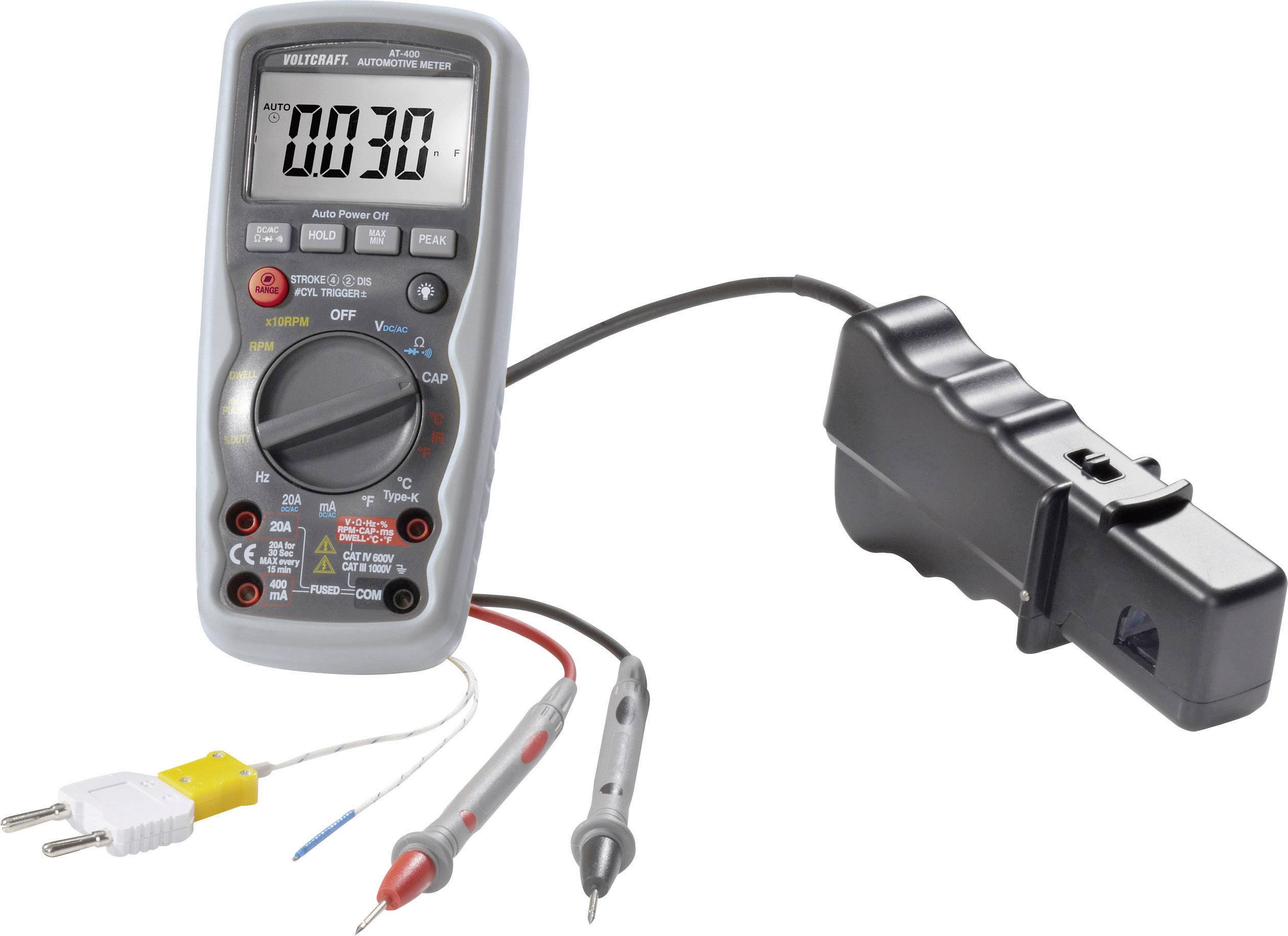 Digitalni multimetar mjeri napon od 0,730 V. Opremljen je dvjema mjernim vodičima i senzorom temperature.