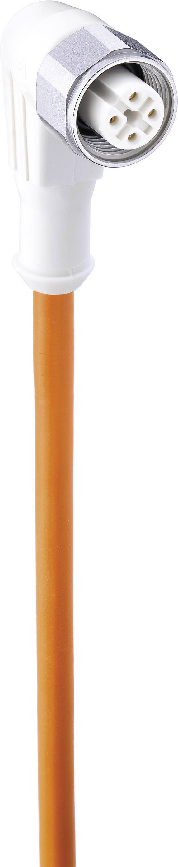 Narančasti kabel s bijelim, under kutem postavljenim priključkom, pogodan za industrijske primjene.