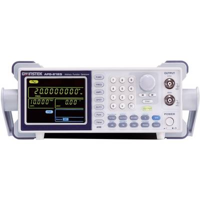 Funkcijski generator s digitalnim zaslonom. Prikazuje frekvenciju od 20 MHz i amplitudu od 10 V. Brojčana tipkovnica i regulatori su dostupni.