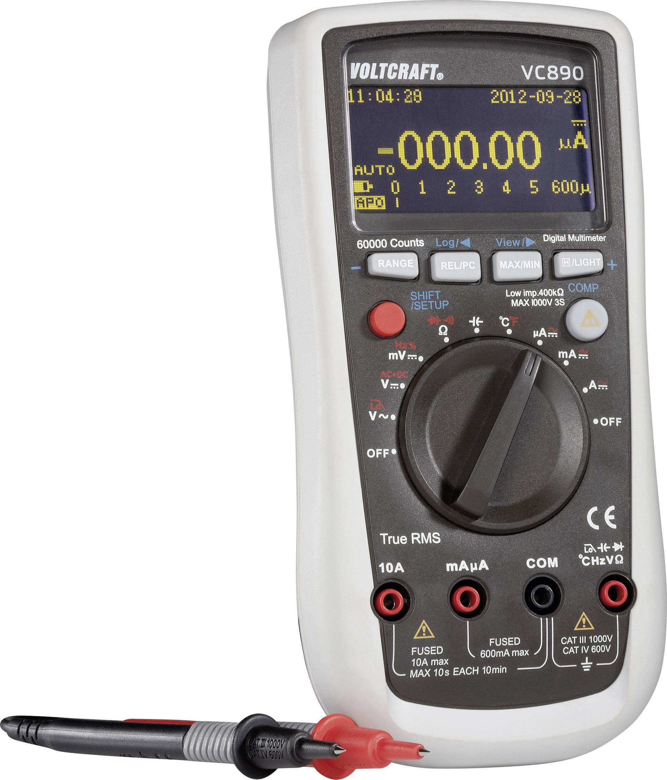 VOLTCRAFT VC890 OLED ručni multimetar digitalni OLED zaslon, za pohranu podataka CAT III 1000 V, CAT IV 600 V Zaslon (br-6
