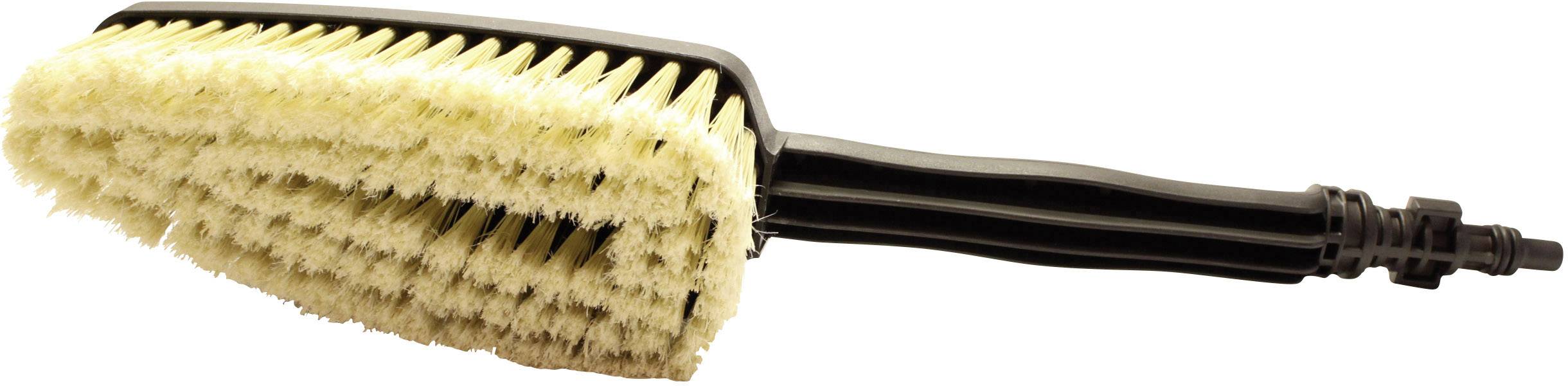 Četka s plastičnom ručkom i gustim, svijetlim čekinjama, prikazana sa strane. Pogodna za čišćenje različitih površina.