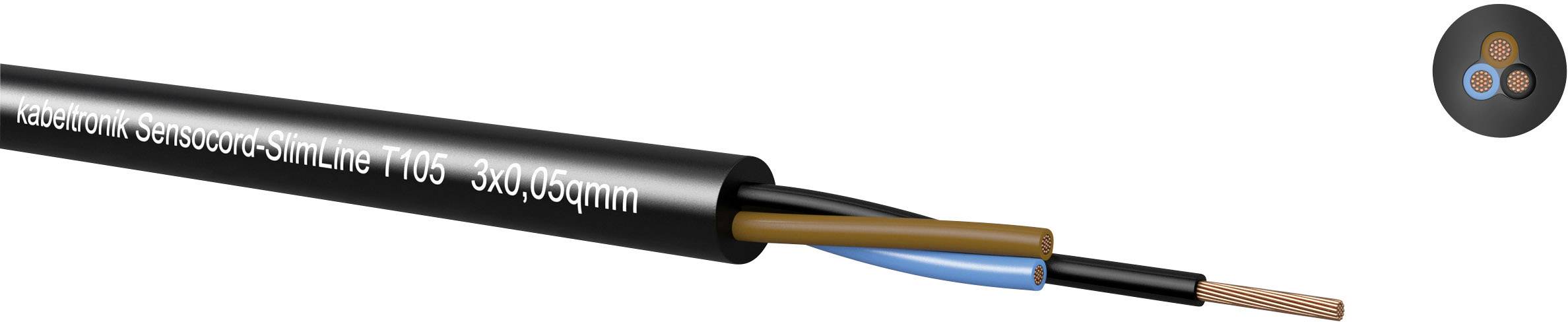 Crni kabel s dva vidljiva bakrena vodiča (smeđi, plavi), označen kao 'Ölflex® Sensoric Slimline 110S 300/500V'.