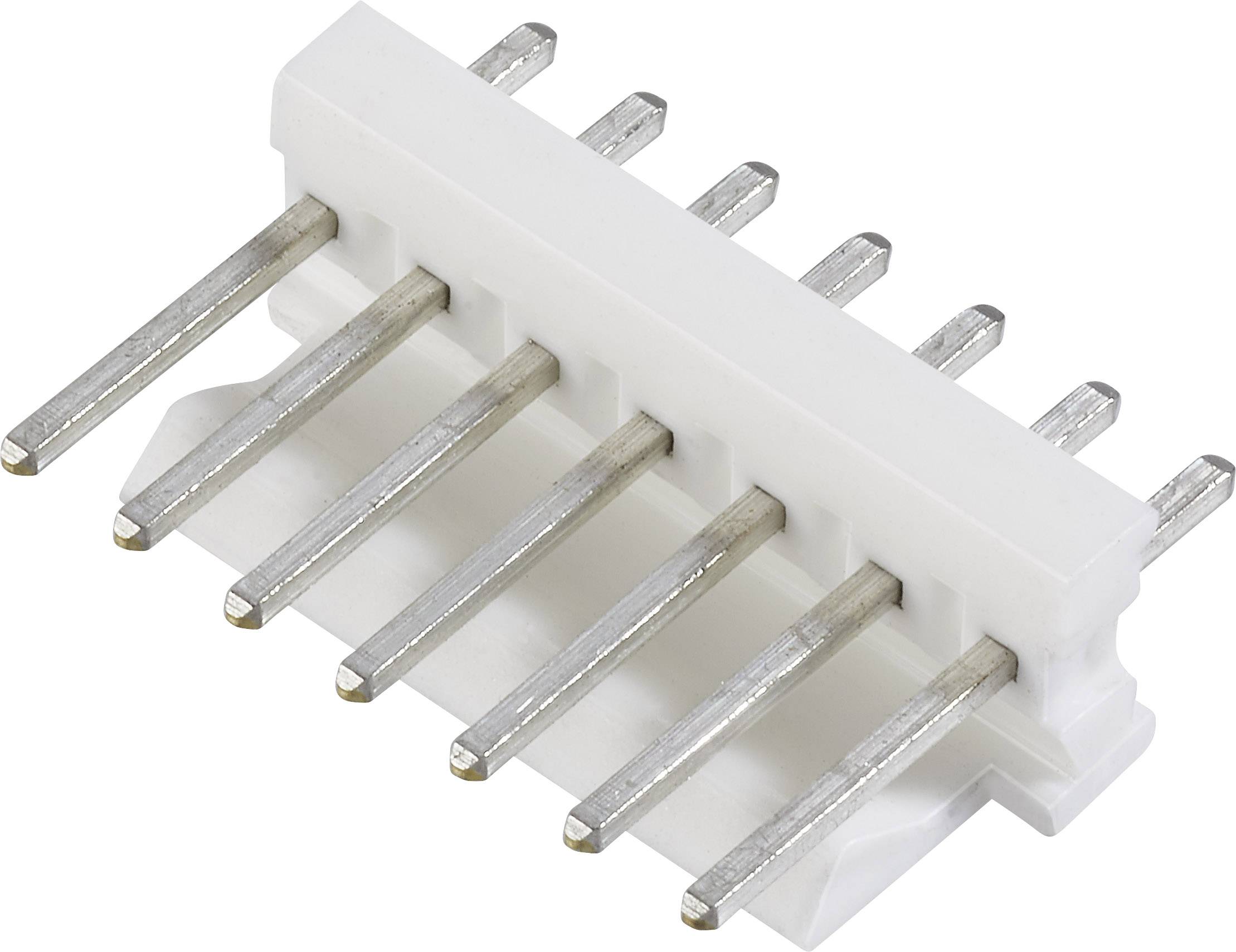 Bijeli šesteropolni utikač s metalnim čivijama. Utikač služi za električno spajanje u elektroničkim uređajima.