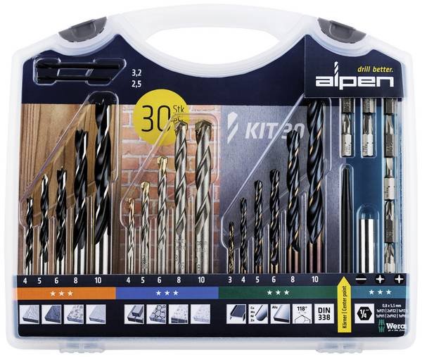 Asortiman univerzalnih svrdla 30-dijelni set Alpen 800230100