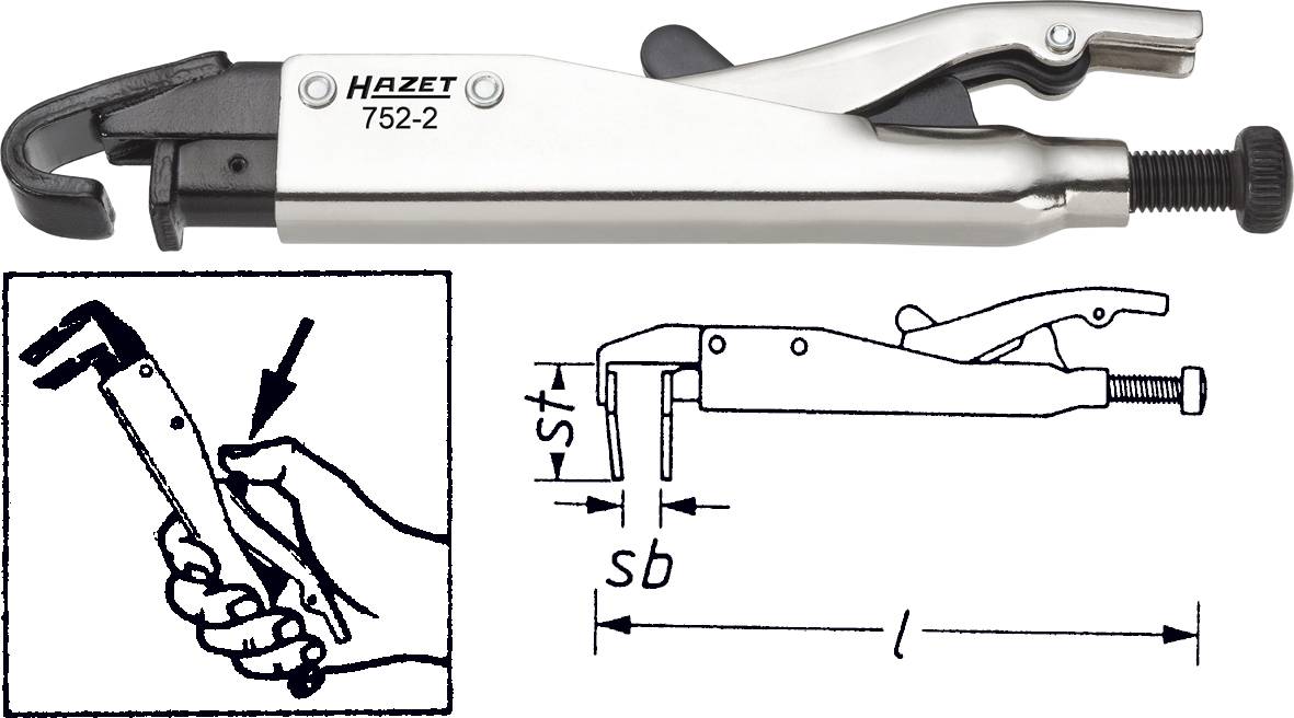 Hazet 752-2 Griptang 0 - 15 mm 205 mm