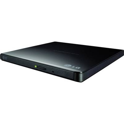 Plosnati, crni LG DVD snimač u pravokutnom obliku, s LED indikatorom i logotipom tvrtke.