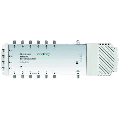 Satelitski MultiSwitch 'axing SPU 512-05' s 5 ulaza i 12 izlaza, pogodan za spajanje više satelitskih prijemnika.