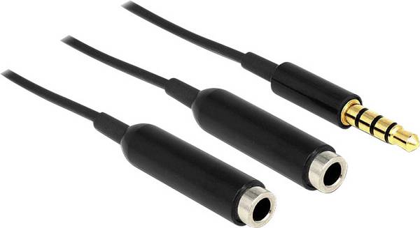 Delock 65575 utičnica audio Y-kabel [1x 3,5 mm banana utikač - 2x priključna doza za 3,5 mm banana utikač] 25.00 cm crna