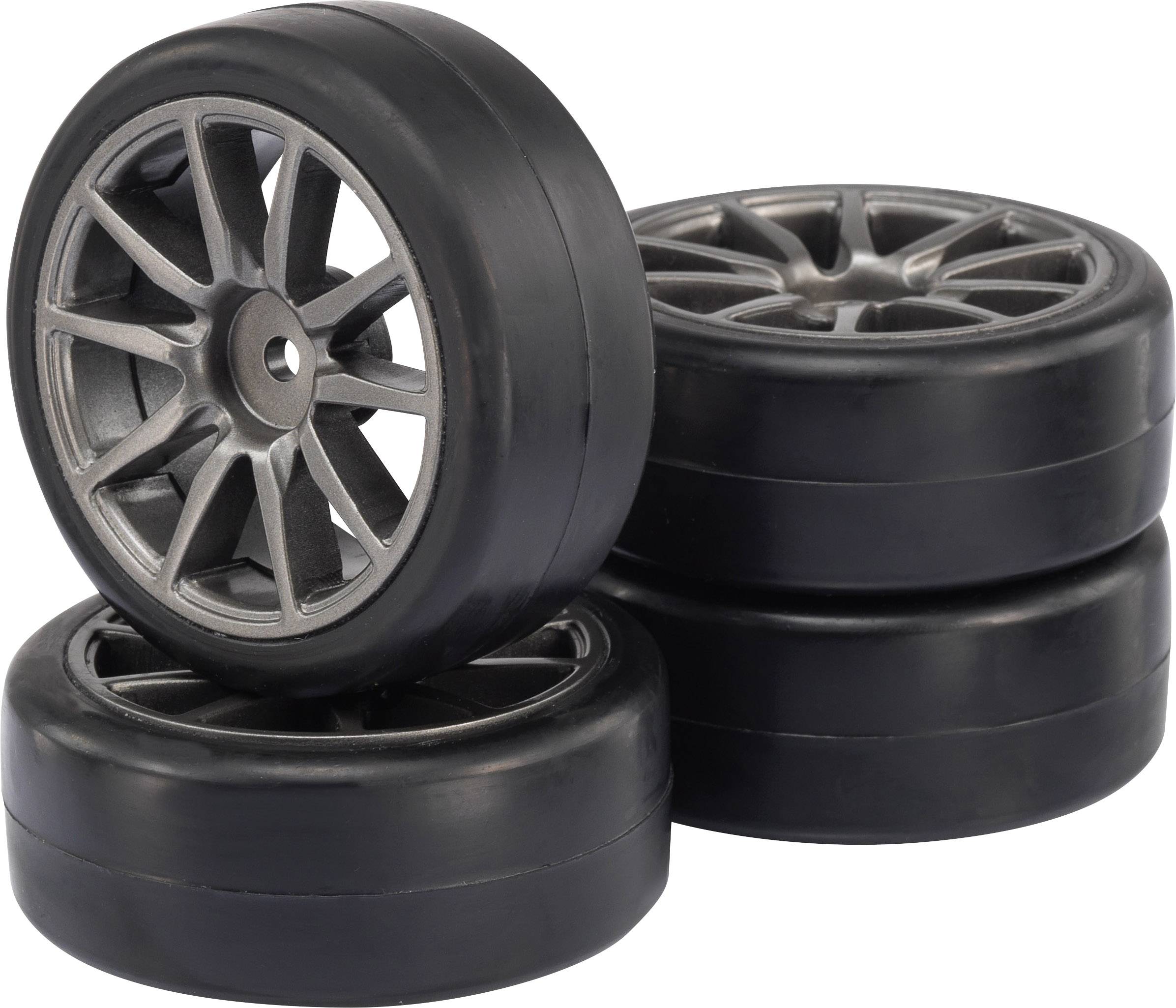Reely 1:10 cestovni model kompletni kotači Slick 10 krakova siva 4 St.