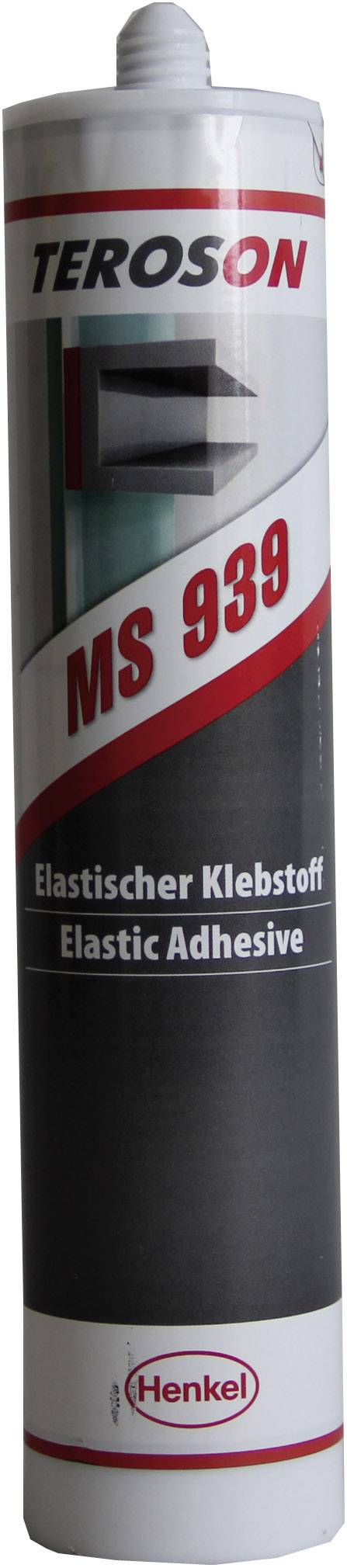 Kartuša s elastičnim ljepilom, marka TEROSON MS 939, Henkel logo vidljiv, za primjene s fleksibilnim lijepljenjem.
