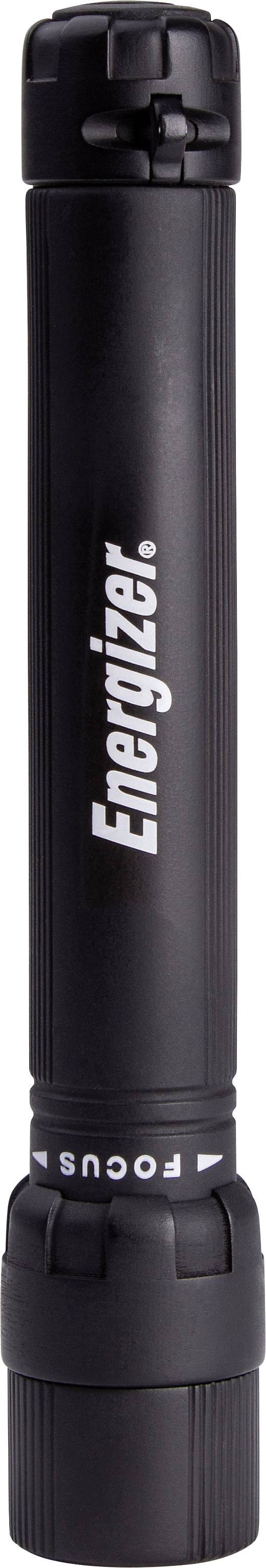 Crna, cilindarska džepna baterijska lampa s natpisom 'Energizer' sa strane.