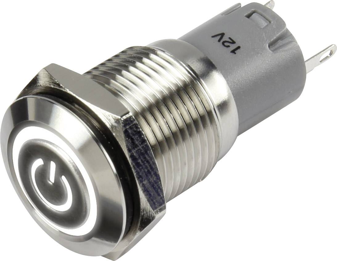TRU COMPONENTS 1303023 LAS2GQF-11ET/W/12V/S/P tipkalo 48 V/DC 2 A 1 x on/(on) s povratom bijela IP65 1 St.