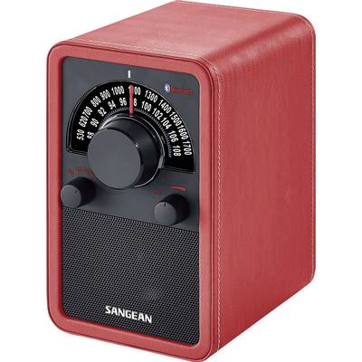 Stolni radio Sangean WR-15BT UKV, SV, Bluetooth®, NFC, crvena, koža-0